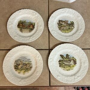 Queen's Rabbits Salad Plates Fine Bone China  8” French Country Cottagecore